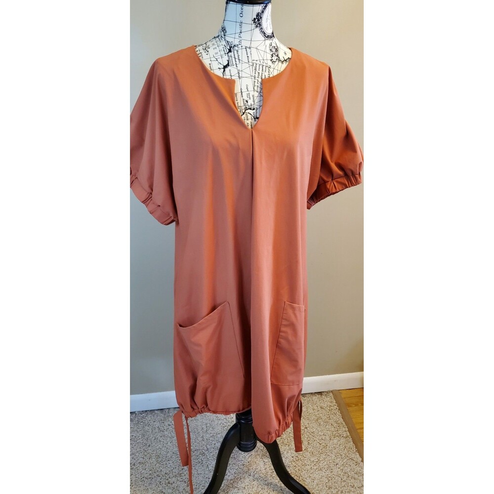 Alfani Women’s XXL Matte Rust Orange Shift Dress Nylon Blend Knee Length